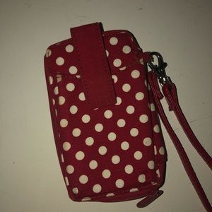 Red polka dot wristlet